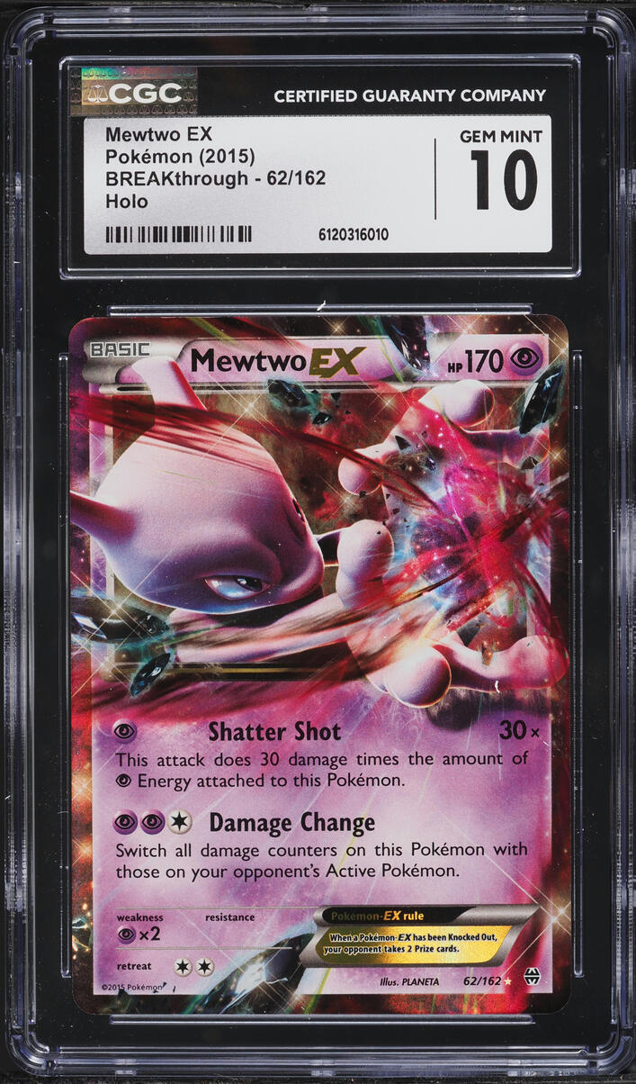 2015 Pokemon XY BREAKthrough Holo Mewtwo EX #62 CGC 10 GEM MINT