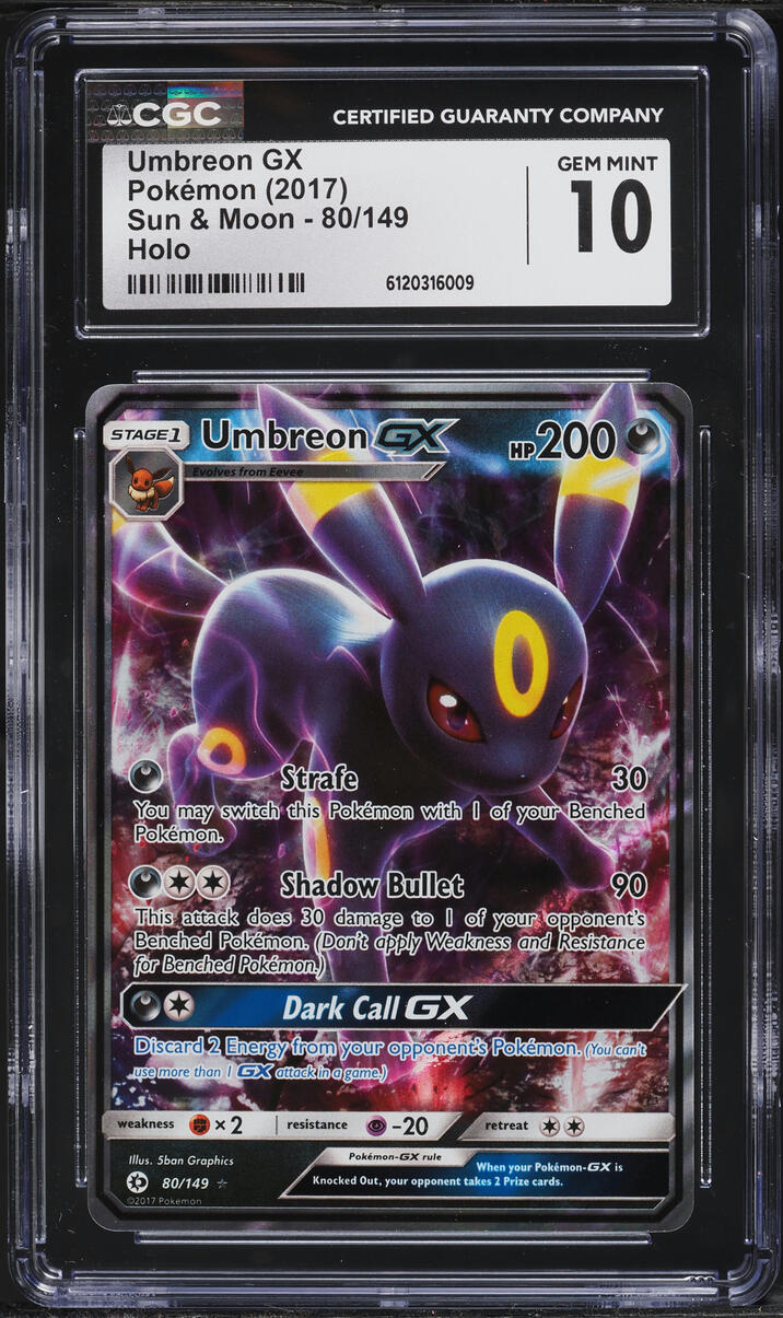 2017 Pokemon Sun & Moon Holo Umbreon GX #80 CGC 10 GEM MINT