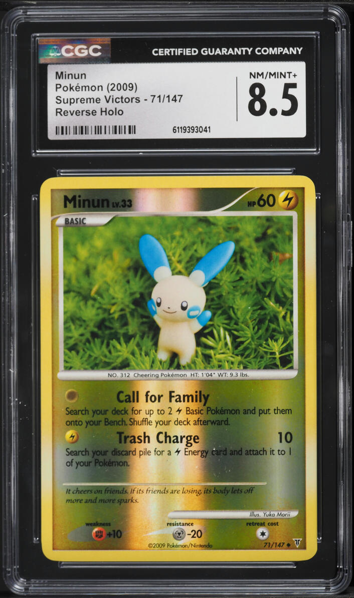 2009 Pokemon Platinum Supreme Victors Reverse Holo Minun #71 CGC 8.5 NM-MT+