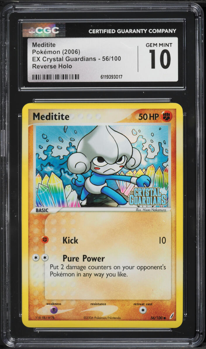 2006 Pokemon EX Crystal Guardians Reverse Holo Meditite #56 CGC 10 GEM MINT