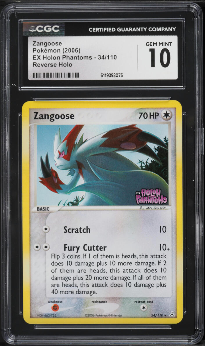 2006 Pokemon EX Holon Phantoms Reverse Holo Zangoose #34 CGC 10 GEM MINT