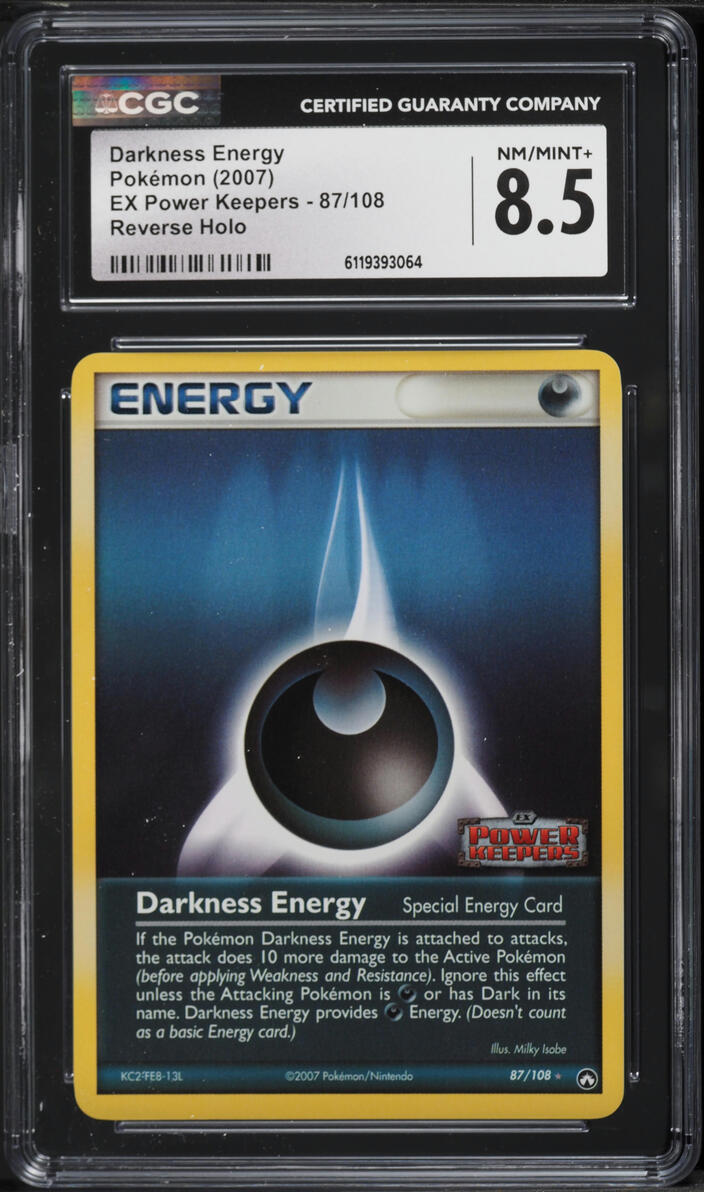 2007 Pokemon EX Power Keepers Reverse Holo Darkness Energy #87 CGC 8.5 NM-MT+