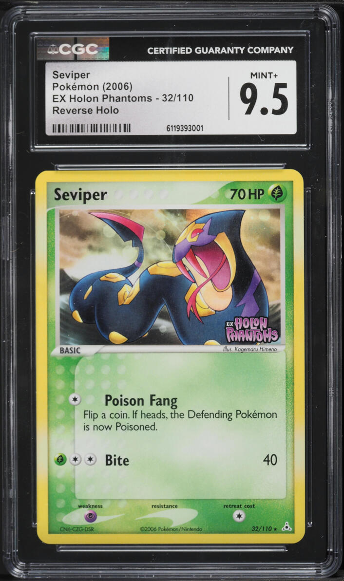 2006 Pokemon EX Holon Phantoms Reverse Holo Seviper #32 CGC 9.5 MINT+
