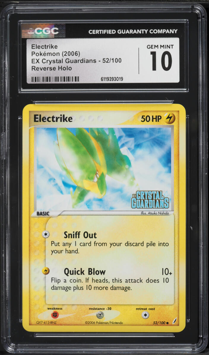 2006 Pokemon EX Crystal Guardians Reverse Holo Electrike #52 CGC 10 GEM MINT