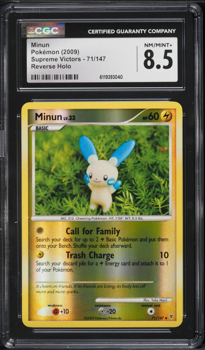 2009 Pokemon Platinum Supreme Victors Reverse Holo Minun #71 CGC 8.5 NM-MT+
