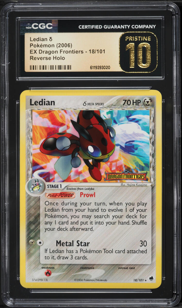 2006 Pokemon EX Dragon Frontiers Reverse Holo Ledian #18 CGC 10 PRISTINE