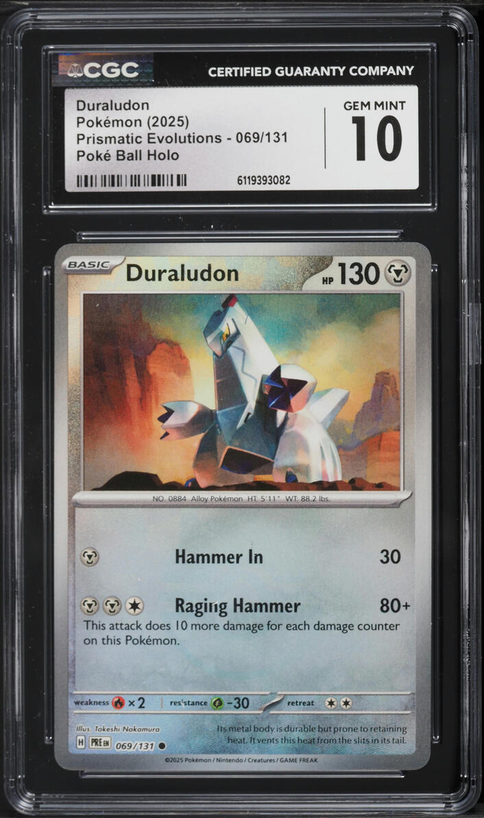 2025 Pokémon Scarlet & Violet Prismatic Evolutions Poke Ball Holo Duraludon #69 CGC 10 GEM MINT