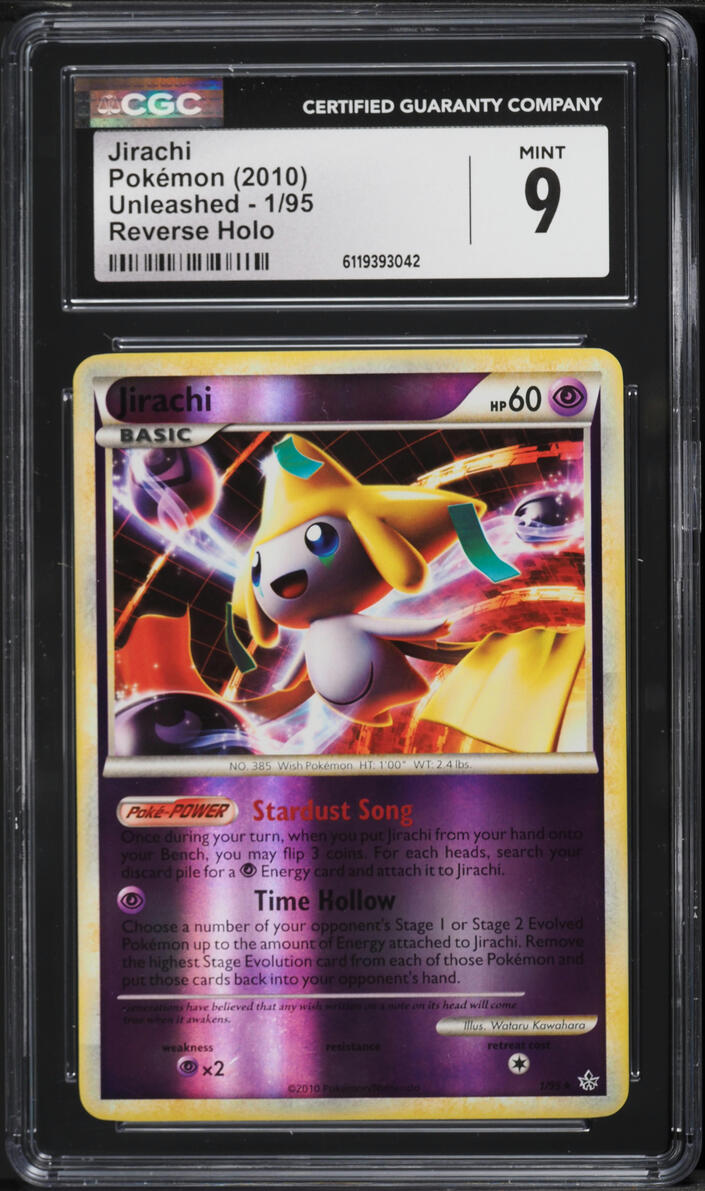 2010 Pokemon HeartGold & SoulSilver Unleashed Reverse Holo Jirachi #1 CGC 9 MINT
