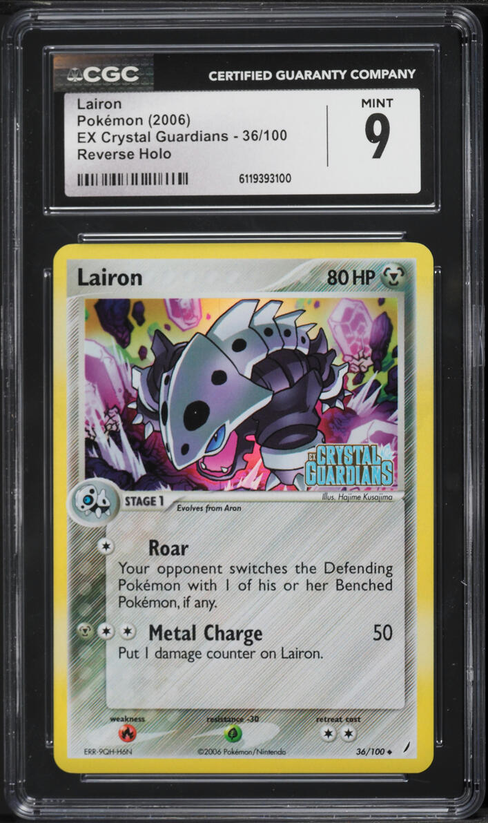 2006 Pokemon EX Crystal Guardians Reverse Holo Lairon #36 CGC 9 MINT