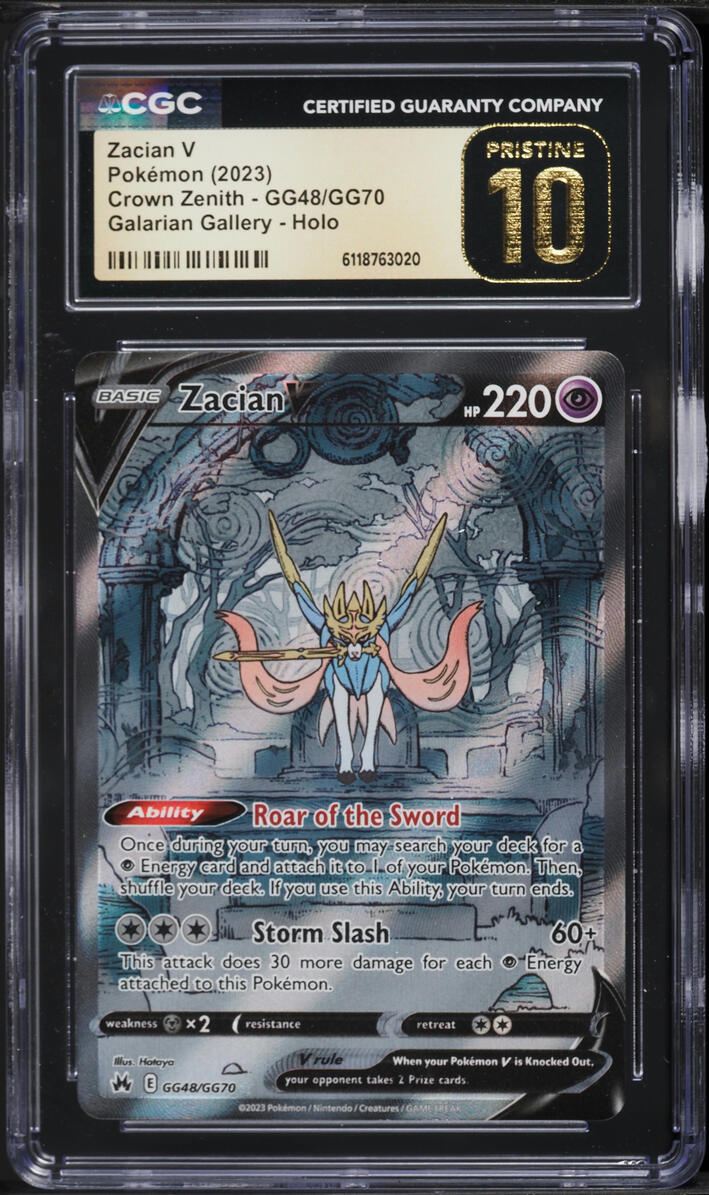 2023 Pokemon Sword & Shield Crown Zenith Alt Art Zacian V #GG48 CGC 10 PRISTINE