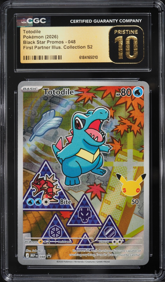 2026 Pokemon Mega Promo First Partner Illustration S2 Full Art Totodile #48 CGC 10 PRISTINE