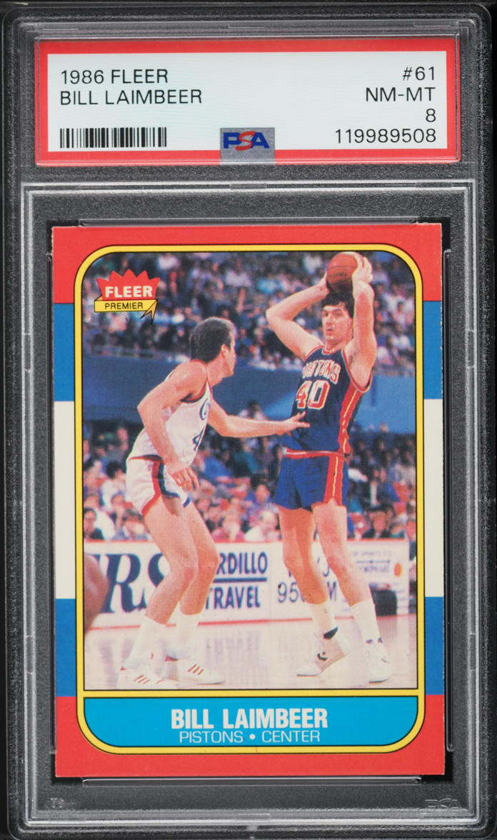 1986 Fleer Basketball Bill Laimbeer #61 PSA 8 NM-MT