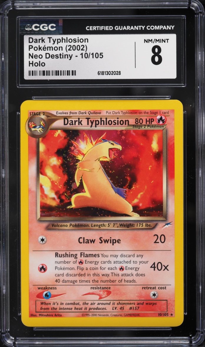 2002 Pokemon Neo Destiny Holo Dark Typhlosion #10 CGC 8 NM-MT