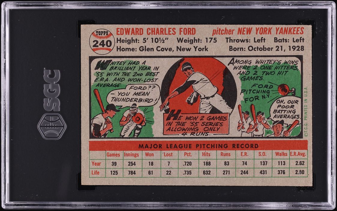 1956 Topps Whitey Ford #240 SGC 6 EXMT