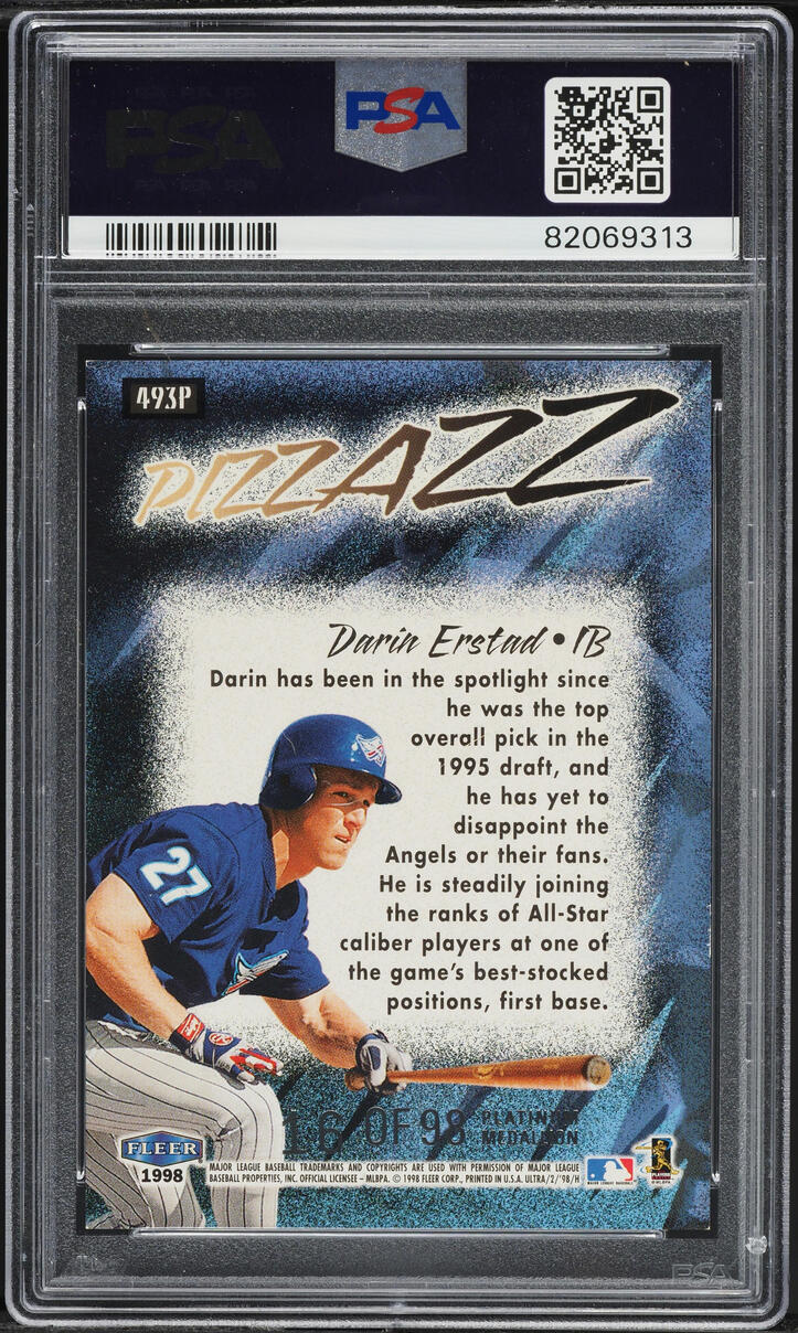 1998 Ultra Platinum Medallion Darin Erstad /98 #493P PSA 8 NM-MT