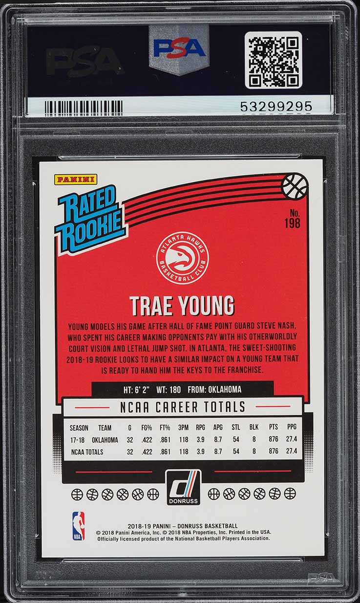 2018 Donruss Basketball Trae Young ROOKIE #198 PSA 10 GEM MINT
