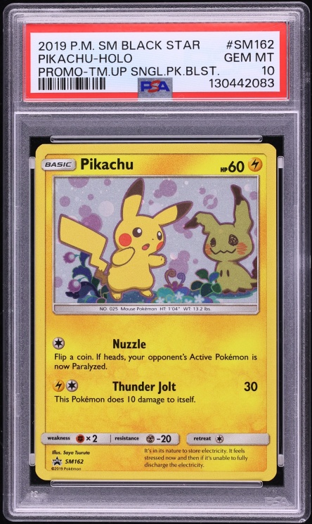 2019 Pokemon Sun & Moon Promo Team Up Holo Pikachu #SM162 PSA 10 GEM MINT