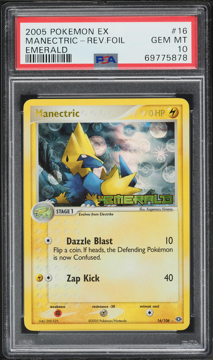 2005 Pokemon EX Emerald Reverse Holo Manectric #16 PSA 10 GEM MINT