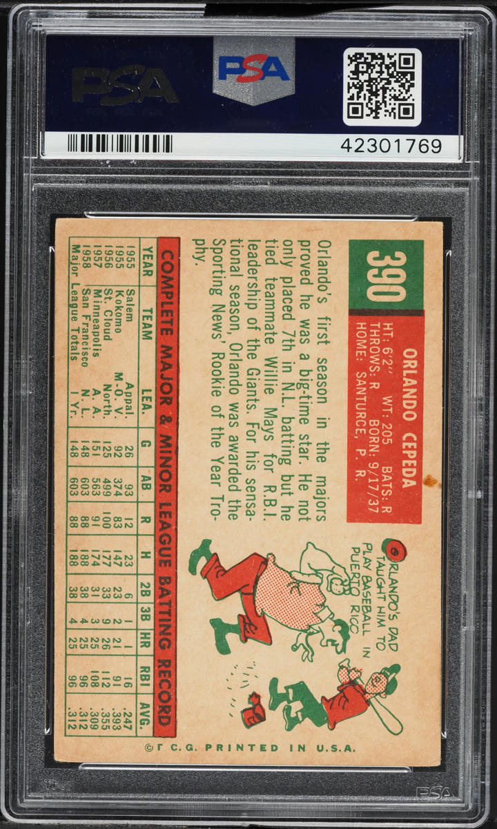 1959 Topps Orlando Cepeda #390 PSA 5 EX