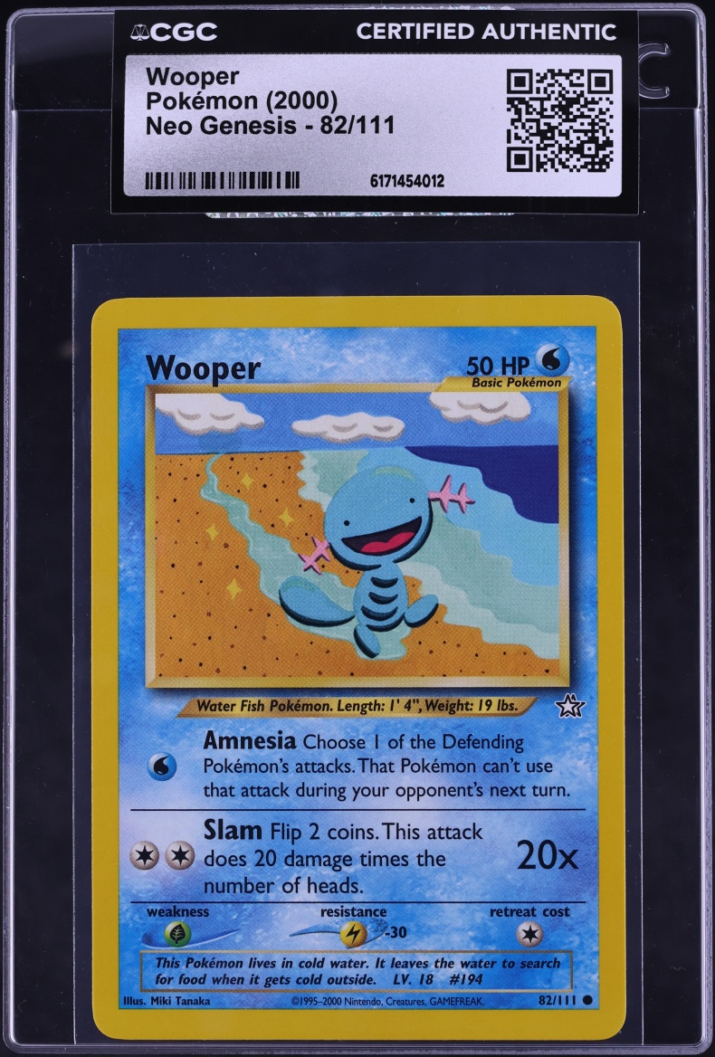 2000 Pokemon Neo Genesis Wooper #82 CGC AUTH