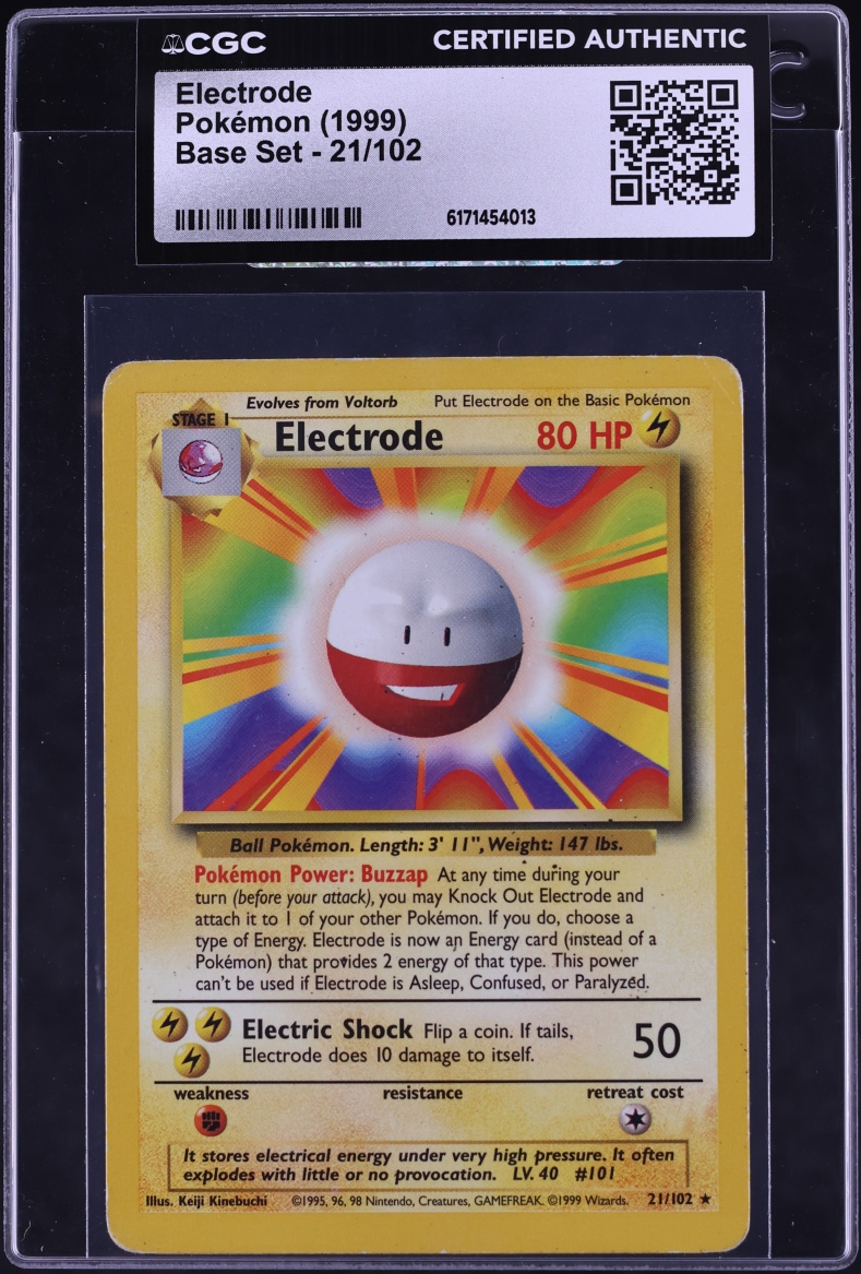 1999 Pokemon Base Set Electrode #21 CGC AUTH