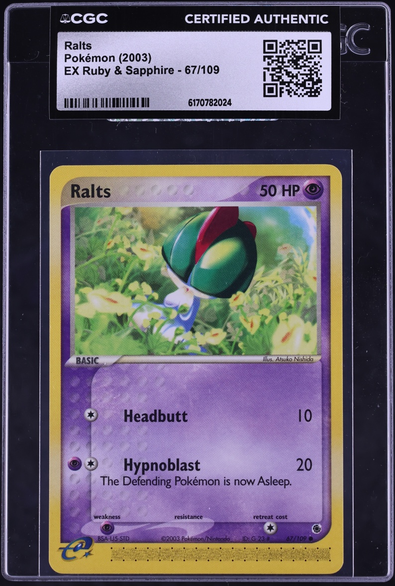 2003 Pokemon EX Ruby & Sapphire Ralts #67 CGC AUTH