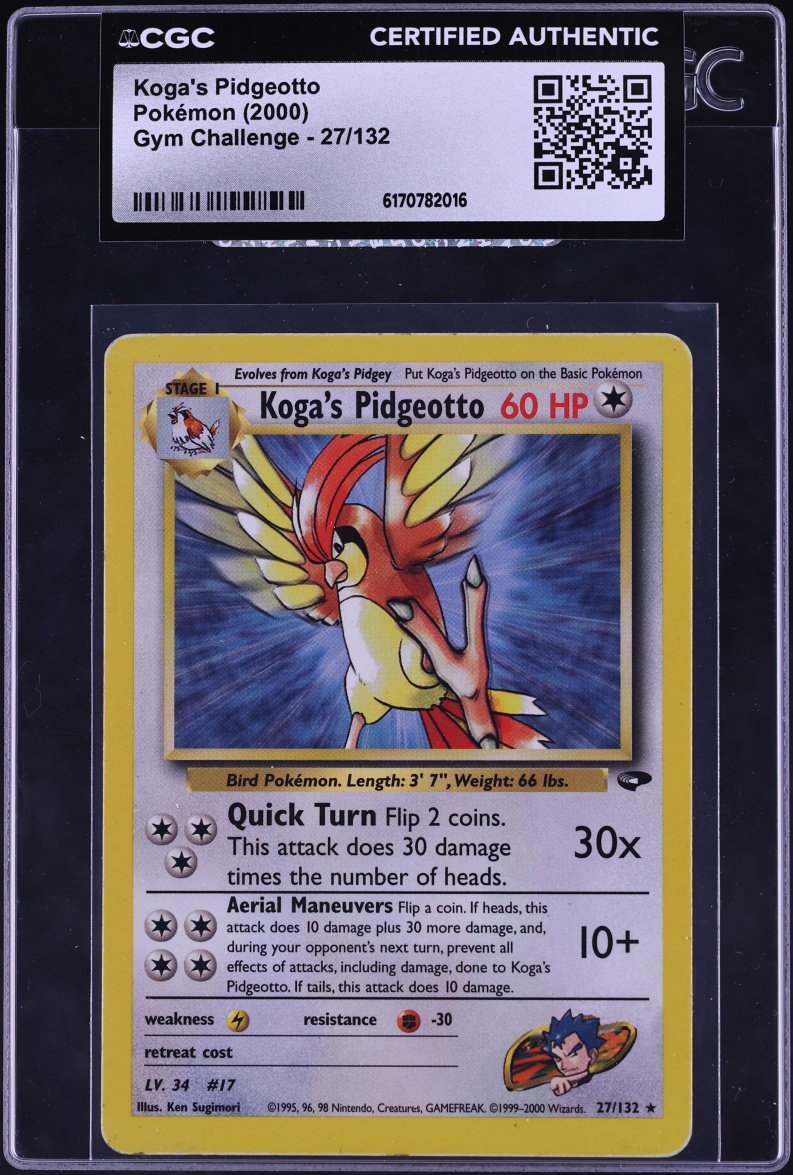 2000 Pokemon Gym Challenge Koga's Pidgeotto #27 CGC AUTH