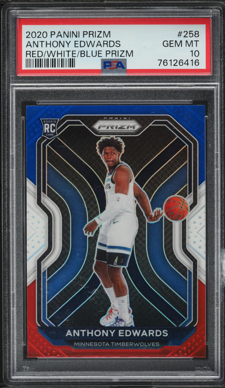 2020 Panini Prizm Red Ice Anthony Edwards ROOKIE #258 PSA 10 GEM