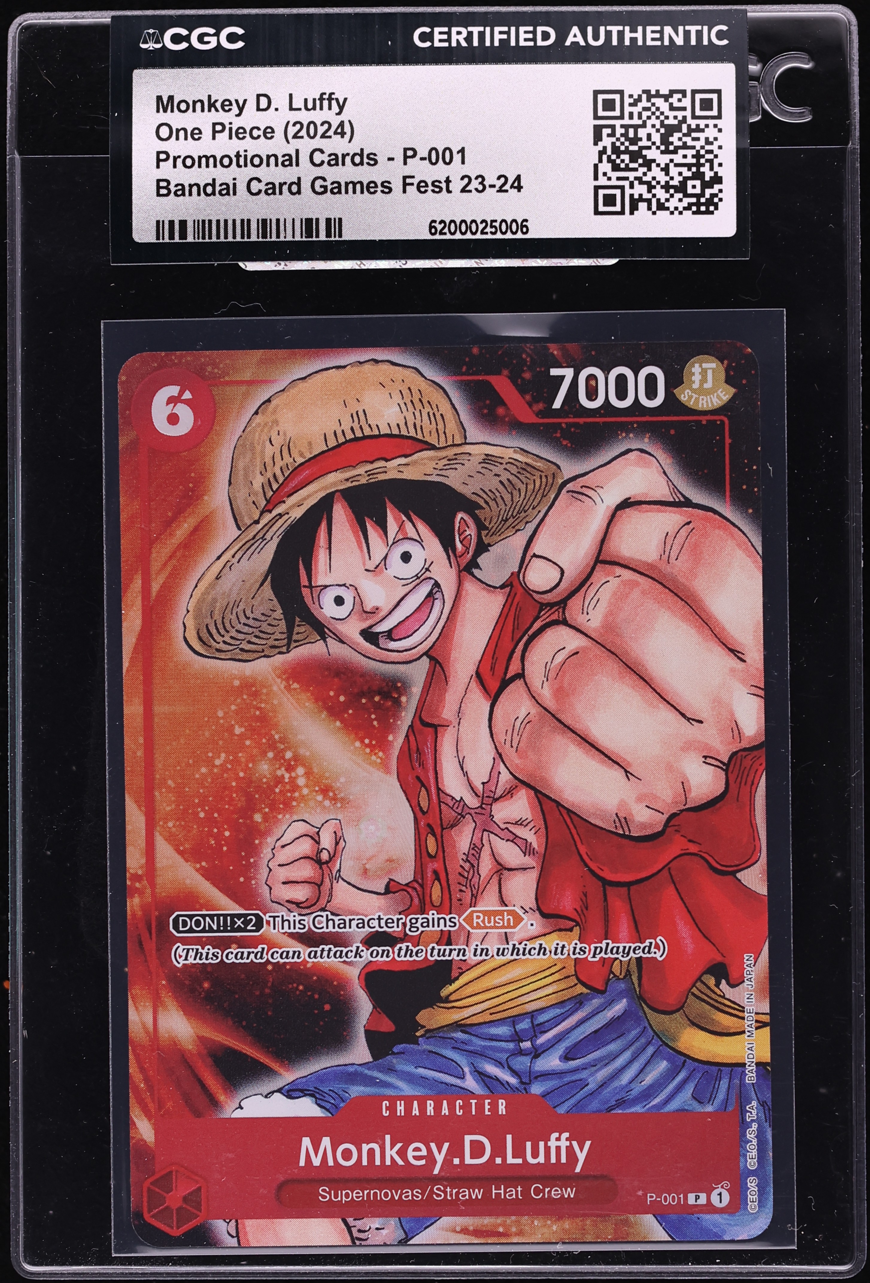 2024 One Piece Promo Bandai Games Fest Monkey D. Luffy #P-001 CGC AUTH