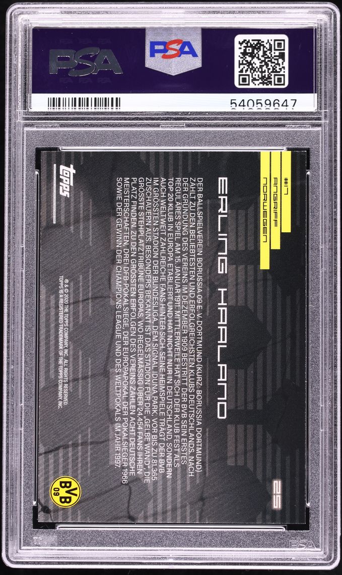2020 Topps X BVB Borussia Dortmund Erling Haaland #25 PSA 10 GEM MINT