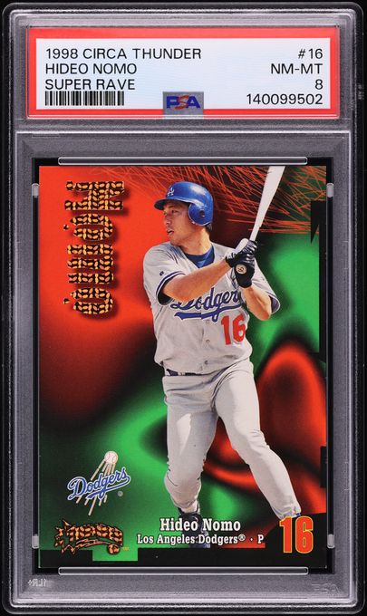 1998 Circa Thunder Super Rave Hideo Nomo 25/25 #16 PSA 8 NM-MT - Photo 1