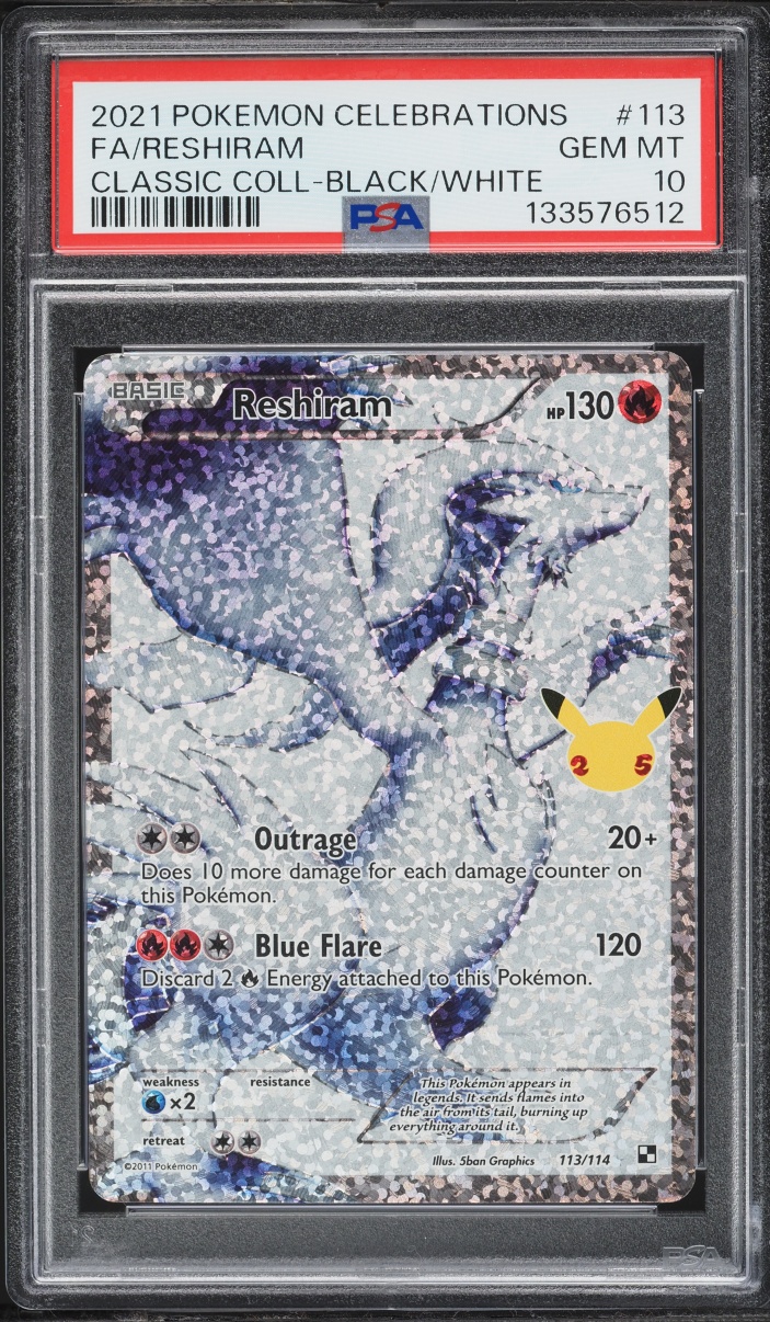 2021 Pokemon Sword & Shield Celebrations Classic Collection BWR Reshiram #113 PSA 10 GEM MINT