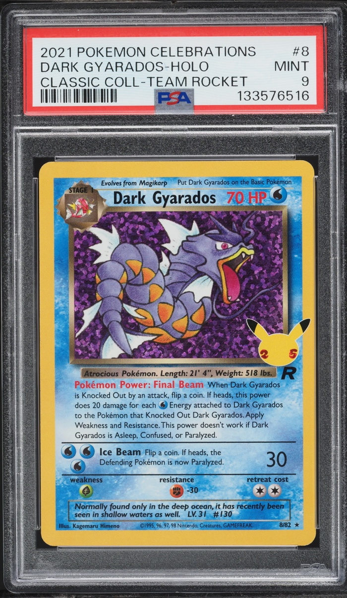 2021 Pokemon Sword & Shield Celebrations Classic Team Rocket Holo Dark Gyarados #8 PSA 9 MINT