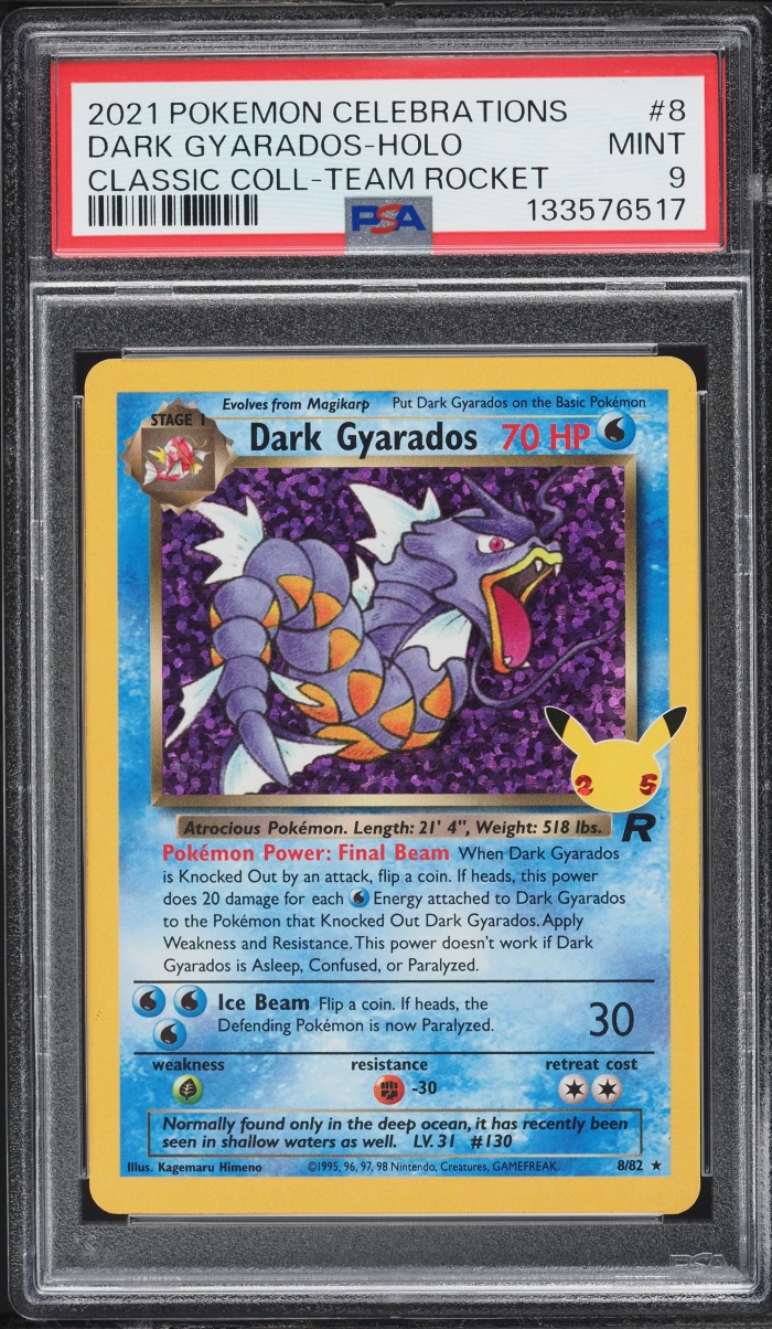 2021 Pokemon Sword & Shield Celebrations Classic Team Rocket Holo Dark Gyarados #8 PSA 9 MINT
