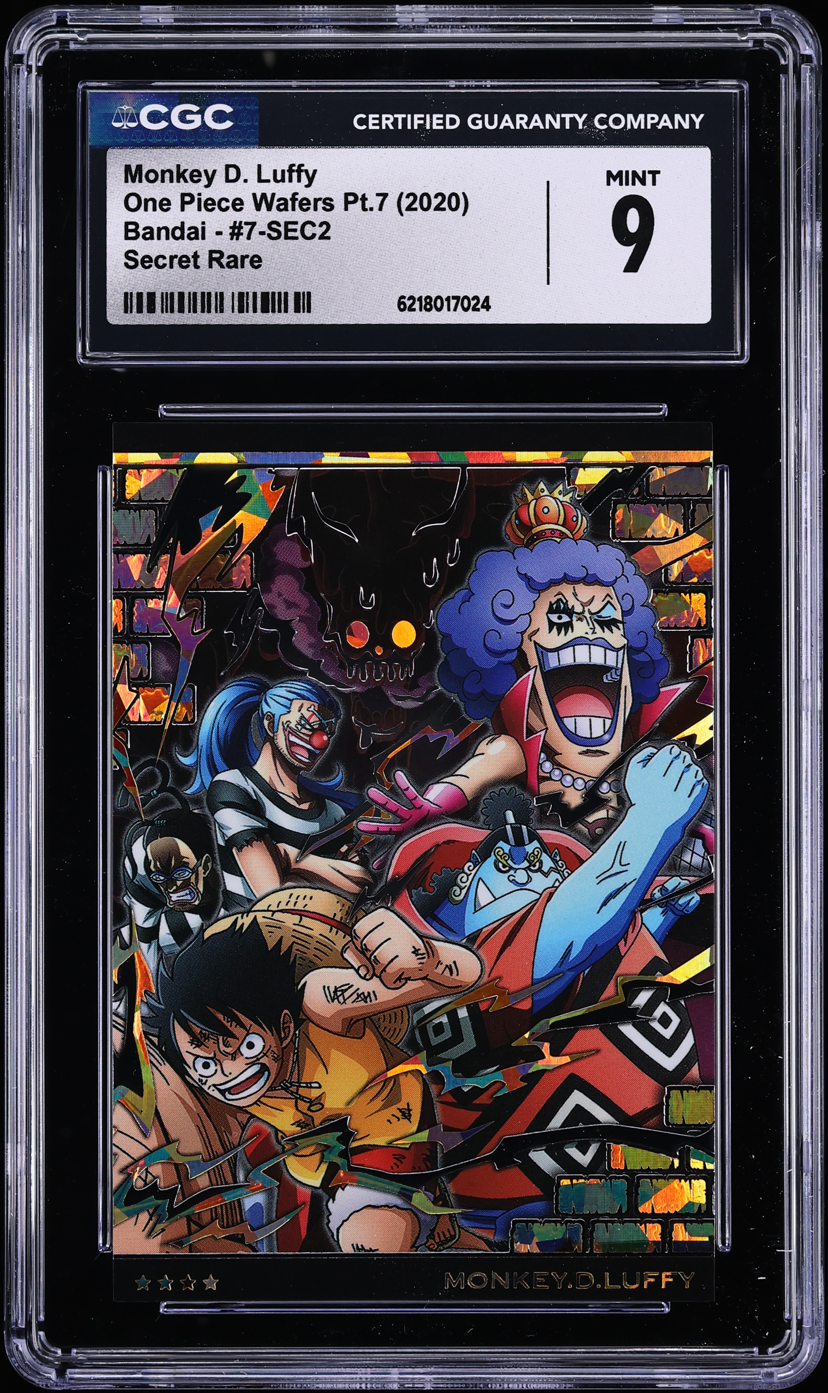 2020 Bandai One Piece Wafers Pt.7 Secret Rare Monkey D. Luffy #7-SEC2 CGC 9 MINT