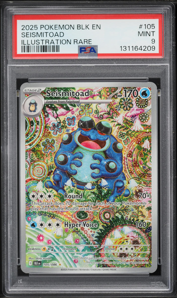 2025 Pokemon Scarlet & Violet Black Bolt IR Seismitoad #105 PSA 9 MINT