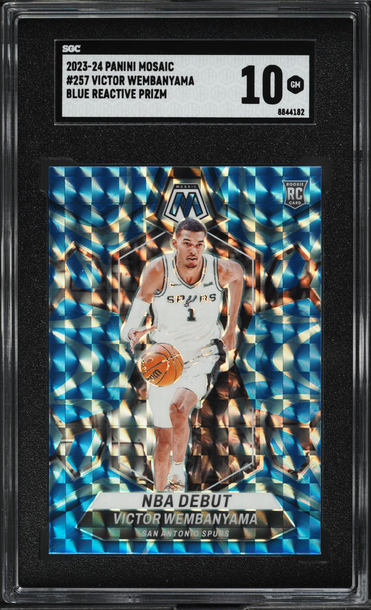 2023 Panini Mosaic Blue Reactive Prizm Victor Wembanyama ROOKIE #257 SGC 10 GEM