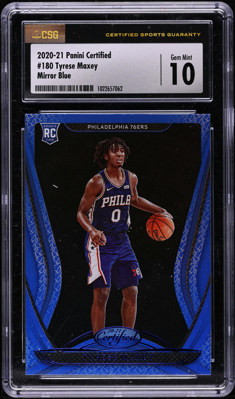 2020 Panini Certified Mirror Blue Tyrese Maxey ROOKIE #180 CSG 10 GEM MINT