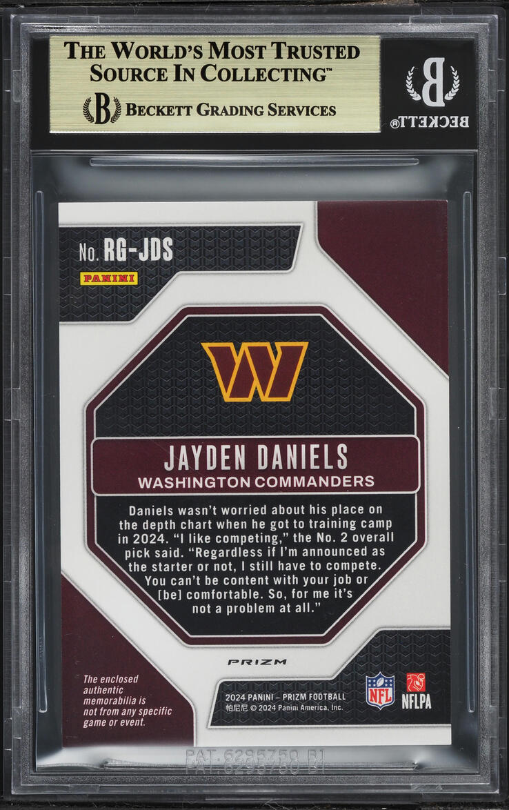 2024 Panini Prizm Gear Jayden Daniels ROOKIE PATCH #RG-JDS BGS 9.5 GEM MINT