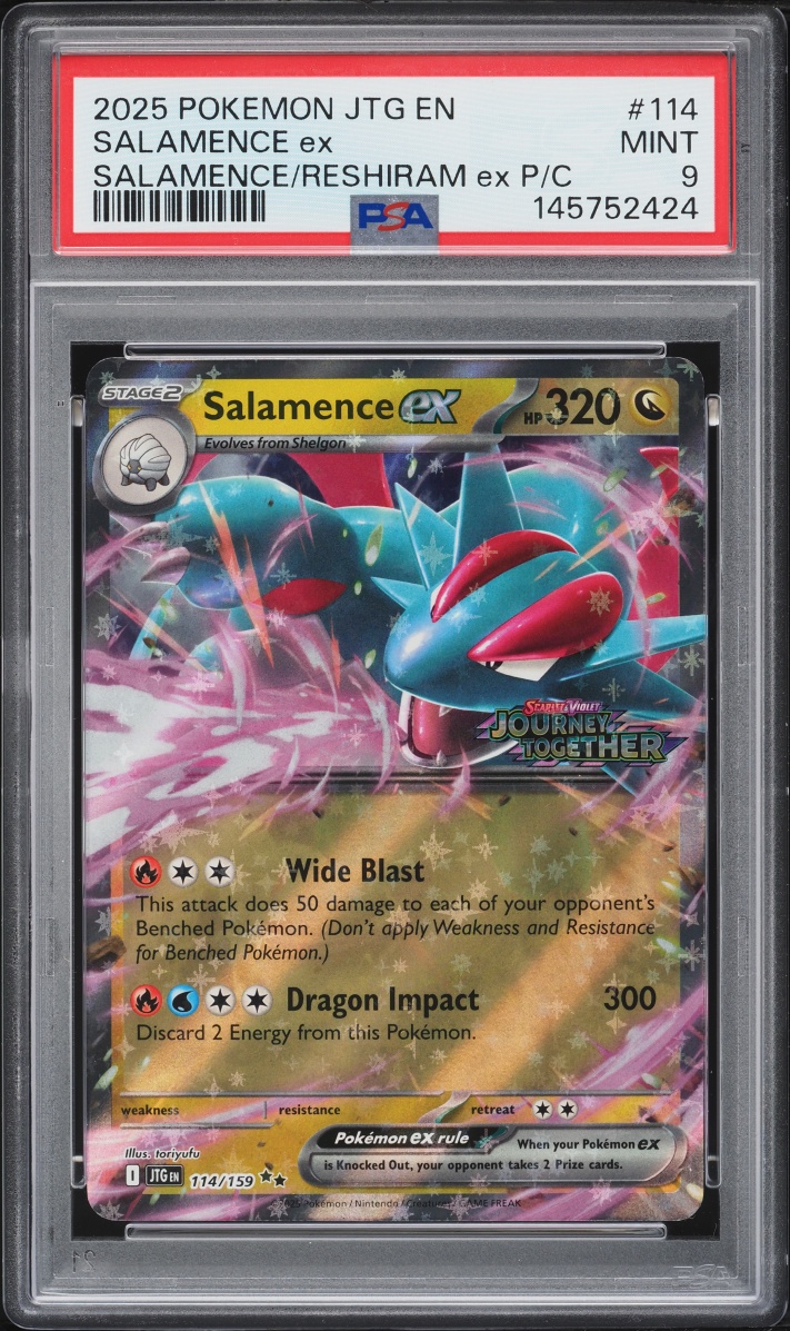 2025 Pokemon Scarlet & Violet Journey Together Reshiram ex Salamence EX #114 PSA 9 MINT