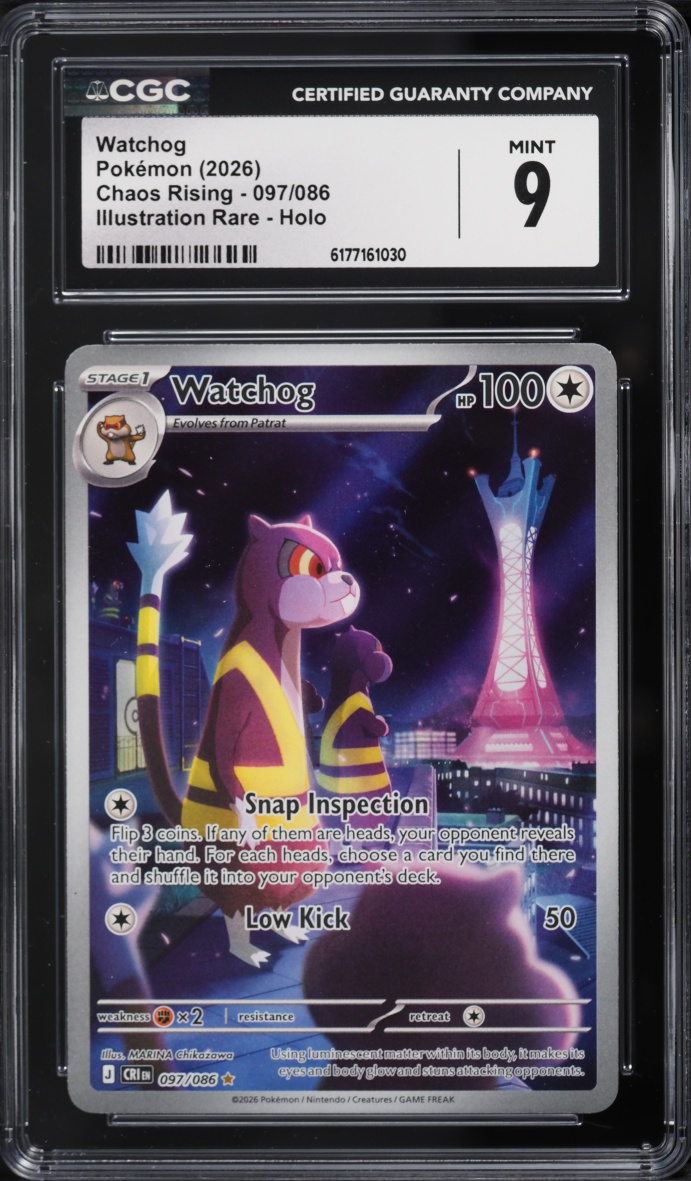 2026 Pokemon Mega Evolution Chaos Rising IR Watchog #097 CGC 9 MINT
