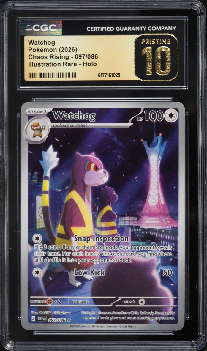 2026 Pokemon Mega Evolution Chaos Rising IR Watchog #097 CGC 10 PRISTINE