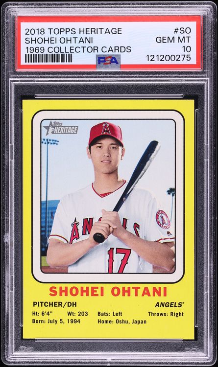 2018 Topps Heritage '69 Collector Cards Shohei Ohtani ROOKIE #69CC-SO PSA 10 GEM MINT