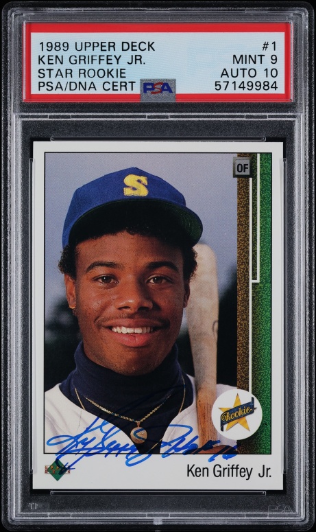 1989 Upper Deck Star Ken Griffey Jr. ROOKIE AUTO DNA 10 "HOF 16" Inscription #1 PSA 9 MINT