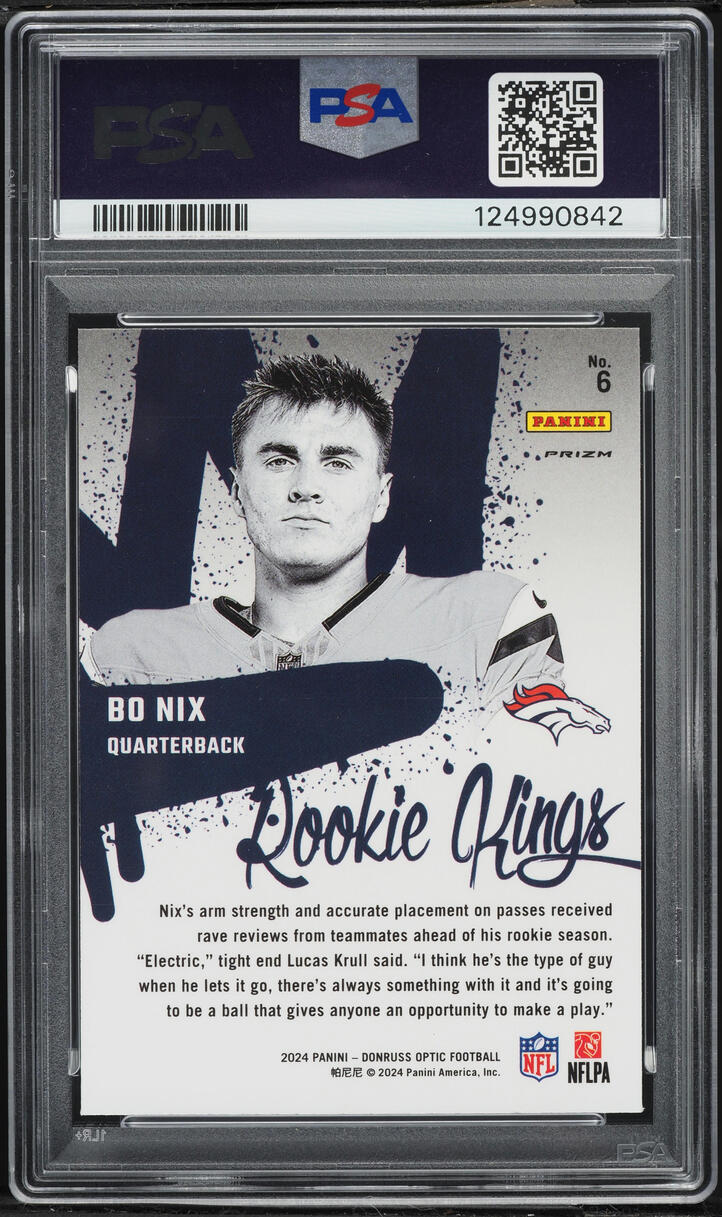 2024 Donruss Optic Kings Bo Nix ROOKIE #6 PSA 9 MINT