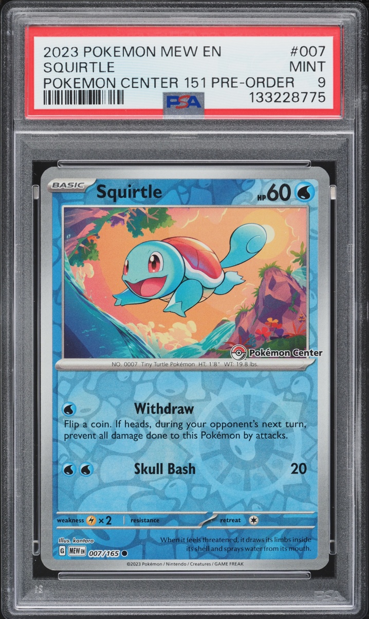 2023 Pokemon Scarlet & Violet 151 Center Pre-Order Holo Squirtle #7 PSA 9 MINT