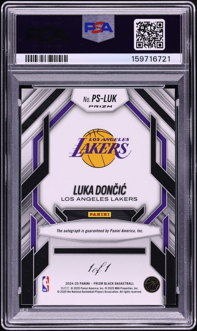 2024 Panini Prizm Black Prolific Sign Black Prizm Luka Doncic AUTO DNA 10 1/1 #PS-LUK PSA 10
