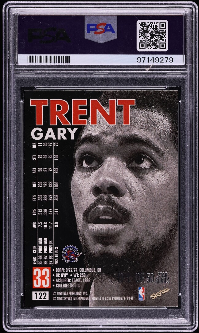 1998 Skybox Premium Star Rubies Gary Trent /50 #122 PSA 7 NRMT