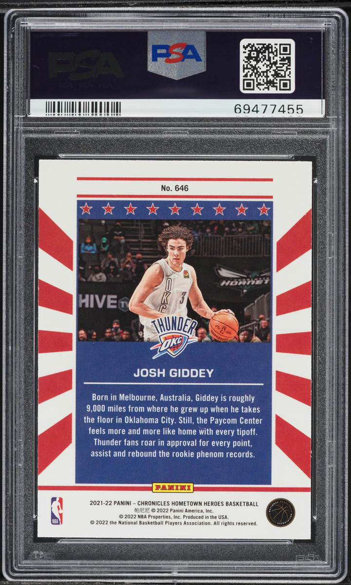 2021 Panini Chronicles Josh Giddey ROOKIE #646 PSA 10 GEM MINT