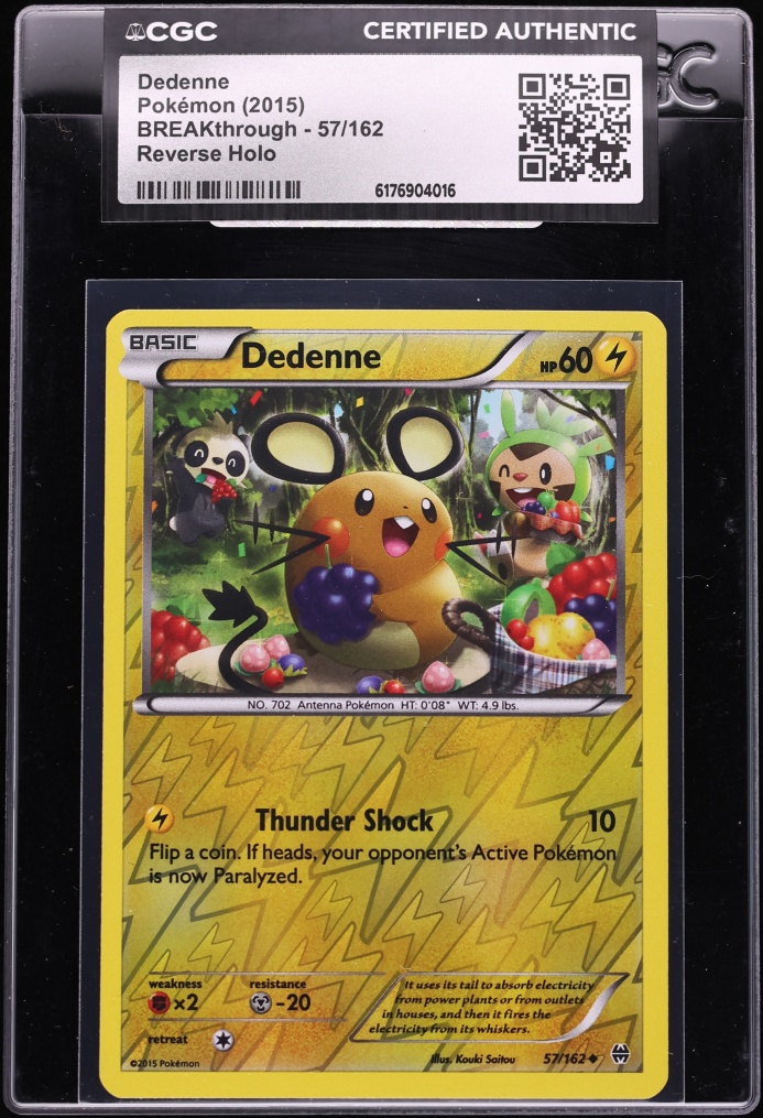 2015 Pokemon XY BREAKthrough Reverse Holo Dedenne #57 CGC AUTH